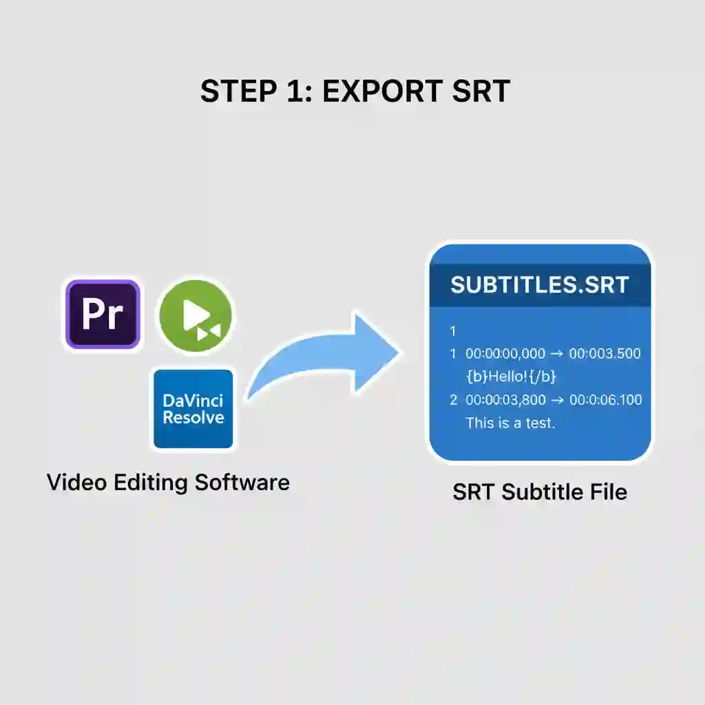 Exporting source subtitles to SRT before using an ai subtitle translator free, preparing accurate text files to ensure high-quality translation, preserved timing, and smooth downstream editing or distribution workflows.