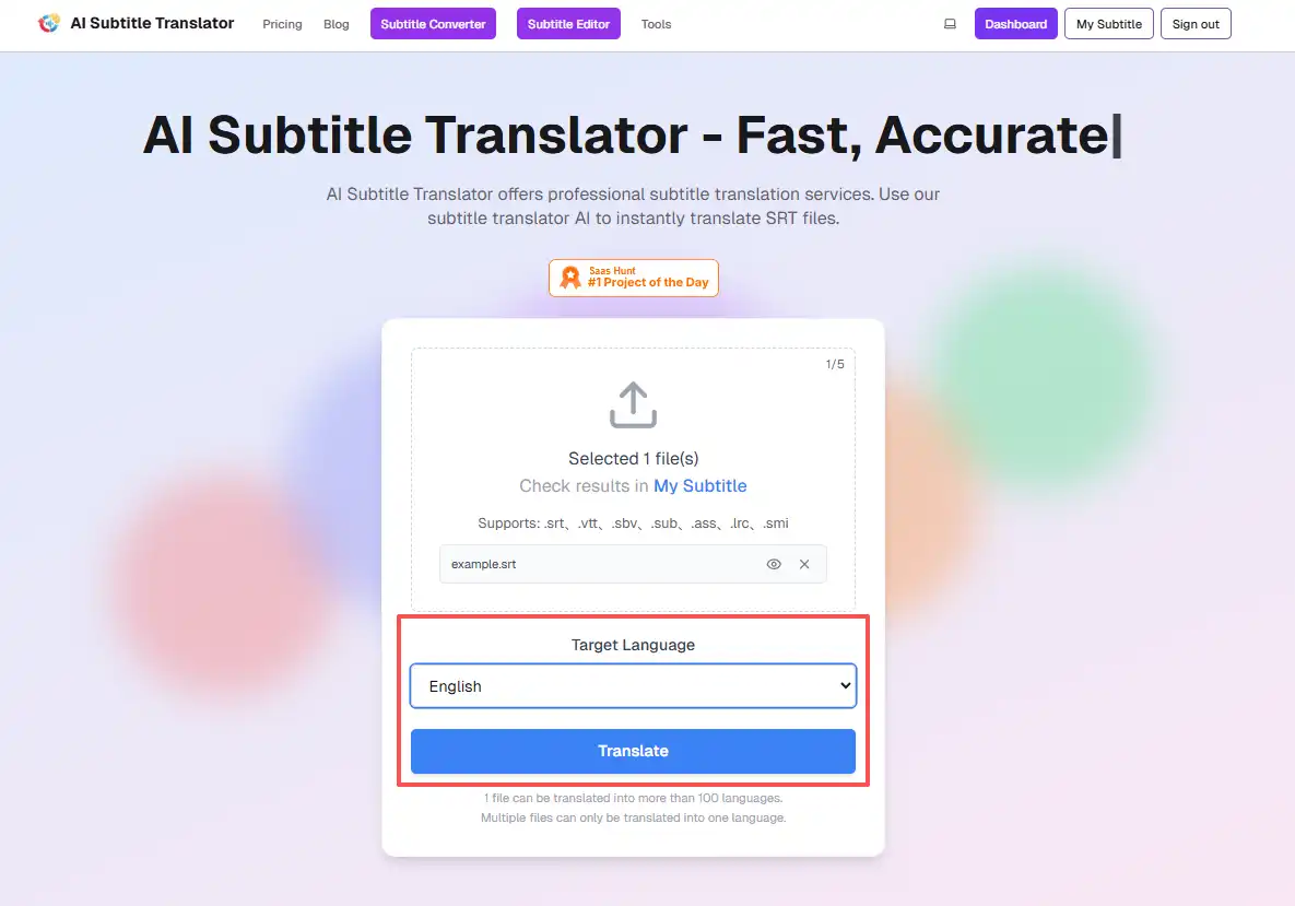 Select your target language and let the best document translation software analyze the semantic context and preserve structural timestamps, delivering a highly accurate and natural-sounding translation far superior to basic machine translation.