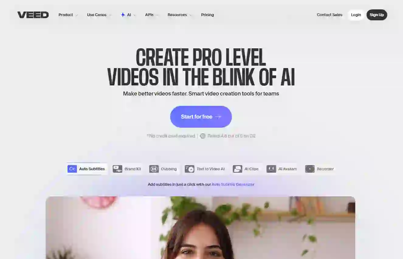 Screenshot of Veed.io features used to ai translate subtitles, highlighting automatic caption generation, language conversion, style customization, and integrated publishing designed for creators managing end-to-end workflows.