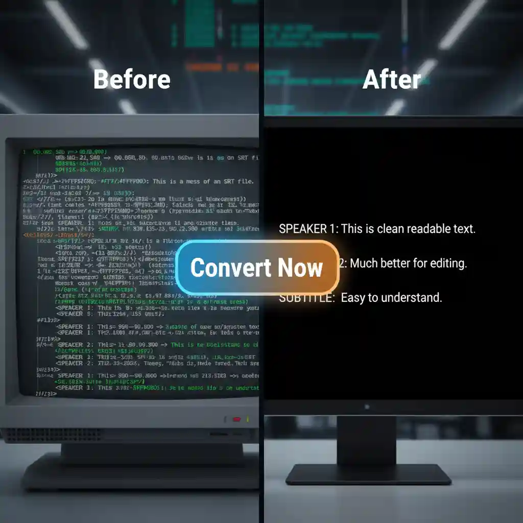 Konversi subtitle SRT ke teks TXT bersih seketika dan unduh hasilnya dalam hitungan detik.
