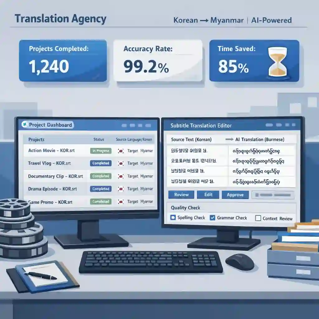 Agency workflow for Korean to Myanmar translation