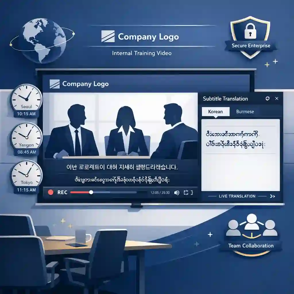 Enterprise collaboration with translated subtitles